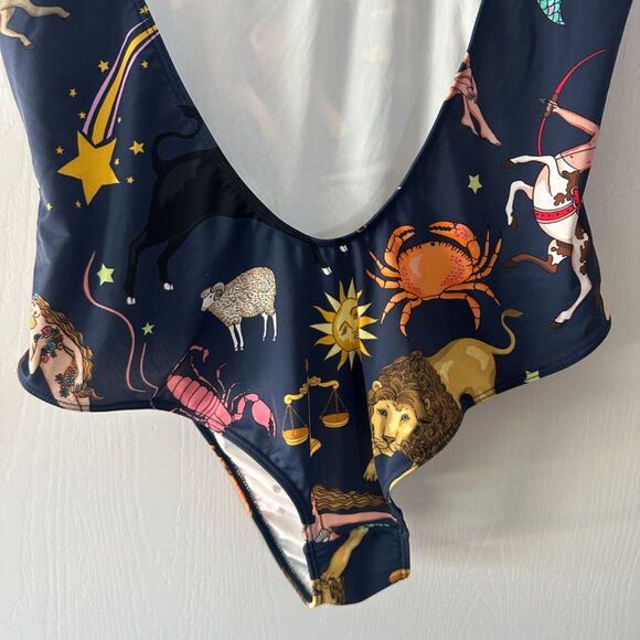 Anthropologie Karen Mabon Mermaid  Zodiac Low Back One Piece Swimsuit Size Small - Picture 6 of 8
